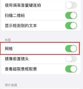 岭东苹果手机维修网点分享iPhone如何开启九宫格构图功能 